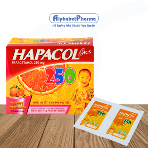 Thuốc giảm đau, hạ sốt hương cam cho trẻ Hapacol 250mg (24 gói/hộp)