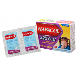 Thuốc giảm đau, hạ sốt và điều trị sổ mũi cho trẻ em Hapacol 325 Flu (24 gói/hộp)
