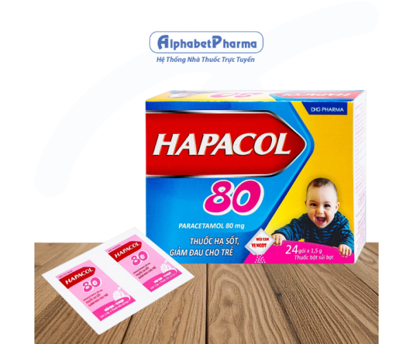 Thuốc giảm đau, hạ sốt cho trẻ Hapacol 80mg (24 gói/hộp)