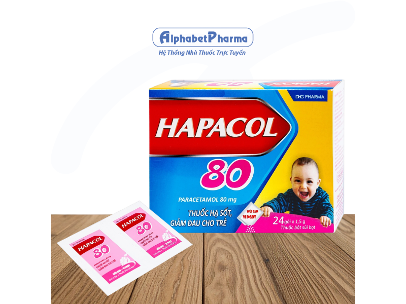 Thuốc giảm đau, hạ sốt cho trẻ Hapacol 80mg (24 gói/hộp)
