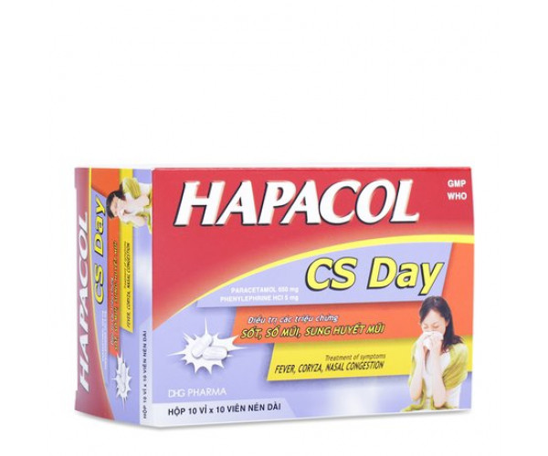 Thuốc trị cảm cúm Hapacol CS Day (10 vỉ x 10 viên/hộp)