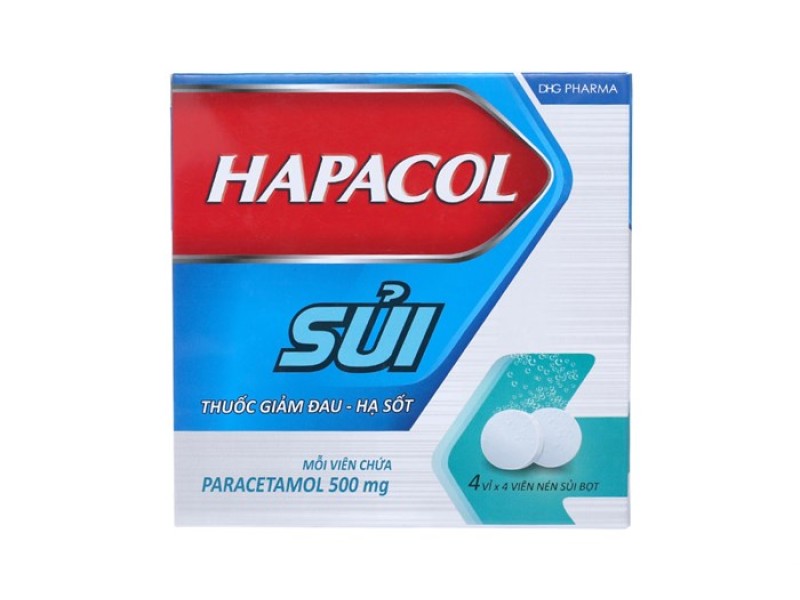 Viên sủi giảm đau, hạ sốt Hapacol 500mg (4 vỉ x 4 viên/hộp)