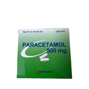 Thuốc giảm đau, hạ sốt Paracetamol 500mg S.Pharm (10 vỉ x 10 viên/hộp)
