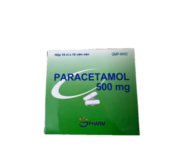 Thuốc giảm đau, hạ sốt Paracetamol 500mg S.Pharm (10 vỉ x 10 viên/hộp)
