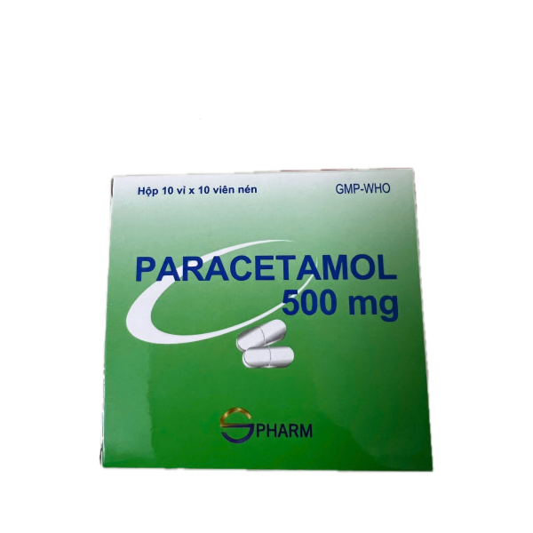 Thuốc giảm đau, hạ sốt Paracetamol 500mg S.Pharm (10 vỉ x 10 viên/hộp)