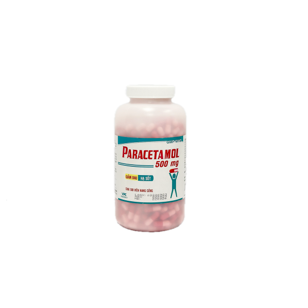 Thuốc giảm đau, hạ sốt Paracetamol 500mg VPC viên nang hồng (500 viên/chai)
