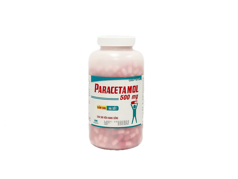 Thuốc giảm đau, hạ sốt Paracetamol 500mg VPC viên nang hồng (500 viên/chai)