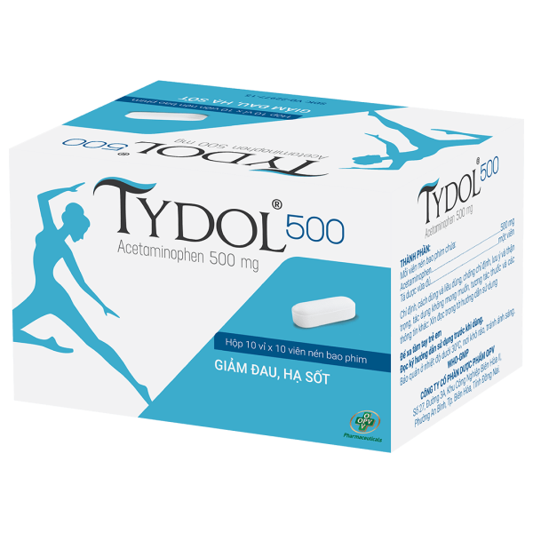 Thuốc giảm đau, hạ sốt Tydol 500 (10 vỉ x 10 viên/hộp)