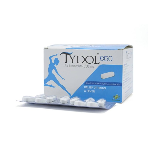 Thuốc giảm đau, hạ sốt Tydol 650mg (10 vỉ x 10 viên/hộp)