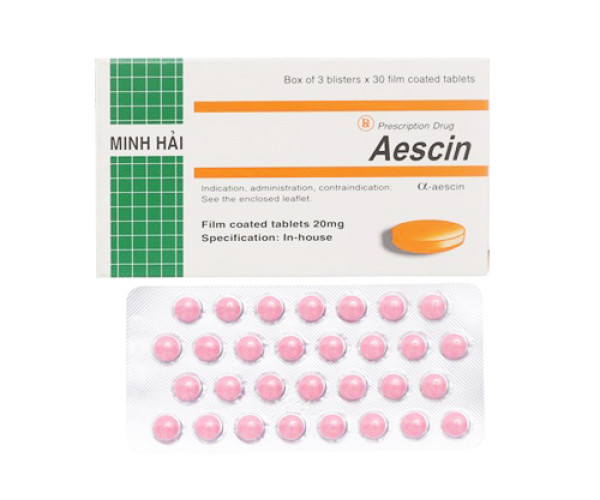 Thuốc điều trị thiểu năng tĩnh mạch mãn tính Aescin 20mg Minh Hải (3 vỉ x 30 viên/hộp)