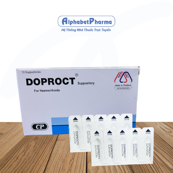 Thuốc điều trị bệnh trĩ Doproct dạng viên đặt (2 vỉ x 5 viên/hộp)