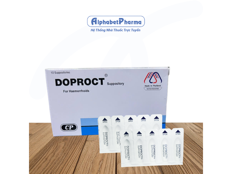Thuốc điều trị bệnh trĩ Doproct dạng viên đặt (2 vỉ x 5 viên/hộp)