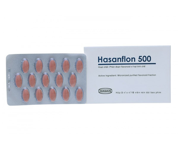 Thuốc trị trĩ, suy giãn tĩnh mạch Hasanflon 500 (2 vỉ x 15 viên/hộp)