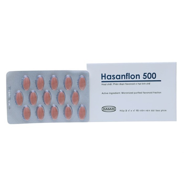 Thuốc trị trĩ, suy giãn tĩnh mạch Hasanflon 500 (2 vỉ x 15 viên/hộp)