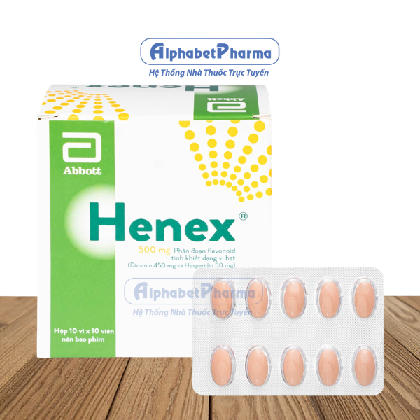 Thuốc trợ tĩnh mạch và bảo vệ mạch Henex 500mg (10 vỉ x 10 viên/hộp)