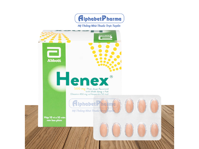 Thuốc trợ tĩnh mạch và bảo vệ mạch Henex 500mg (10 vỉ x 10 viên/hộp)