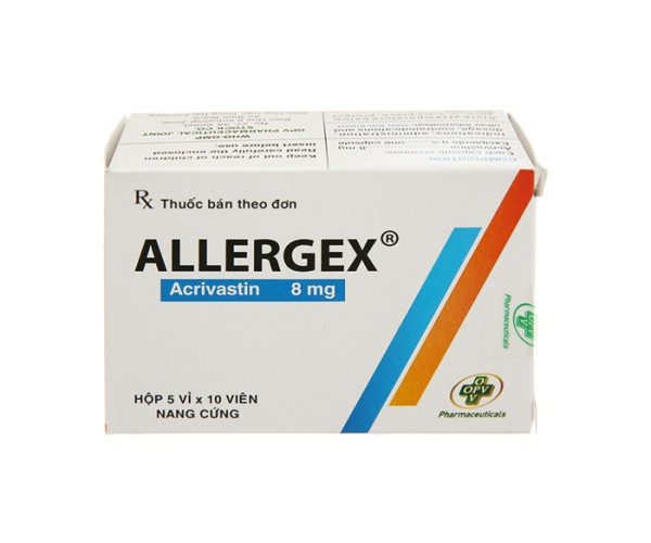 Thuốc trị triệu chứng viêm mũi dị ứng, mày đay Allergex 8mg (5 vỉ x 10 viên/hộp)