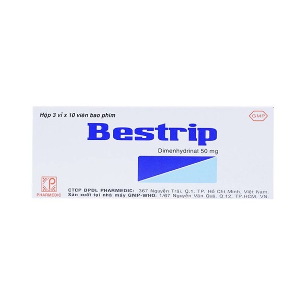 Thuốc chống nôn, say tàu xe Bestrip 50mg (3 vỉ x 10 viên/hộp)