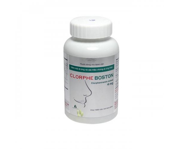 Thuốc điều trị viêm mũi dị ứng, chảy nước mũi Clorpheboston 4mg (1000 viên/chai)
