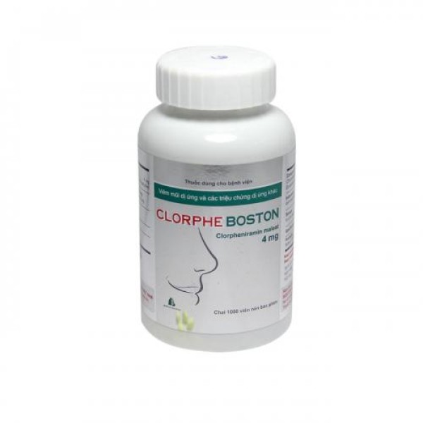 Thuốc điều trị viêm mũi dị ứng, chảy nước mũi Clorpheboston 4mg (1000 viên/chai)
