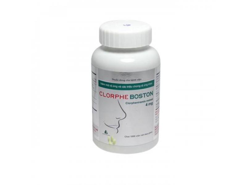 Thuốc điều trị viêm mũi dị ứng, chảy nước mũi Clorpheboston 4mg (1000 viên/chai)