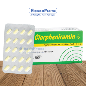 Thuốc điều trị viêm mũi dị ứng, chảy nước mũi, sổ mũi, nghẹt mũi Clorpheniramin 4mg DHG (10 vỉ x 20 viên/hộp)