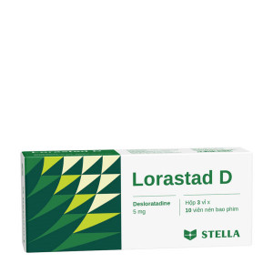 Thuốc làm giảm triệu chứng viêm mũi dị ứng & chứng nổi mề đay Lorastad D 5mg (3 vỉ x 10 viên/hộp)