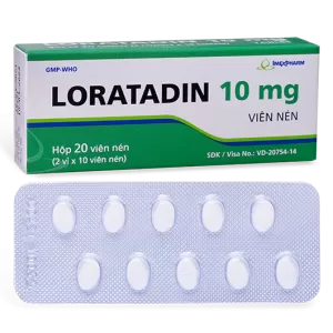  Thuốc chống dị ứng Loratadin 10mg Imexpharm (2 vỉ x 10 viên/hộp)