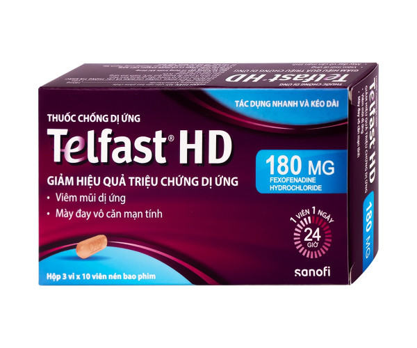 Thuốc chống dị ứng Telfast HD 180mg (3 vỉ x 10 viên/hộp)