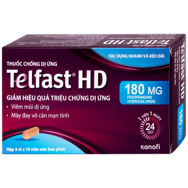 Thuốc chống dị ứng Telfast HD 180mg (3 vỉ x 10 viên/hộp)