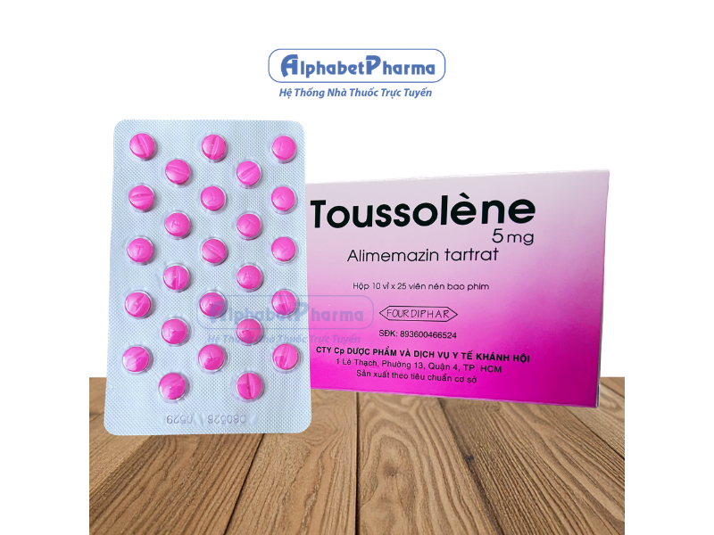 Thuốc chống dị ứng Toussolene 5mg (10 vỉ x 25 viên/hộp)