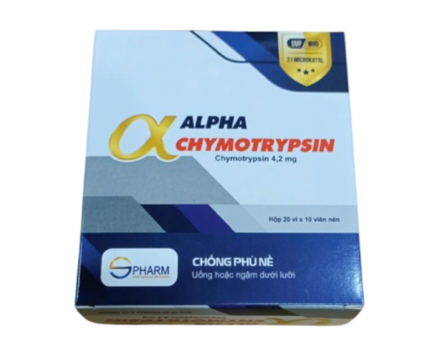 Thuốc kháng viêm chống phù nề Alphachymotrypsin 4200 S.Pharm (20 vỉ x 10 viên/hộp)