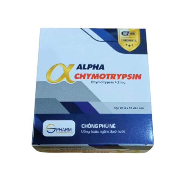 Thuốc kháng viêm chống phù nề Alphachymotrypsin 4200 S.Pharm (20 vỉ x 10 viên/hộp)