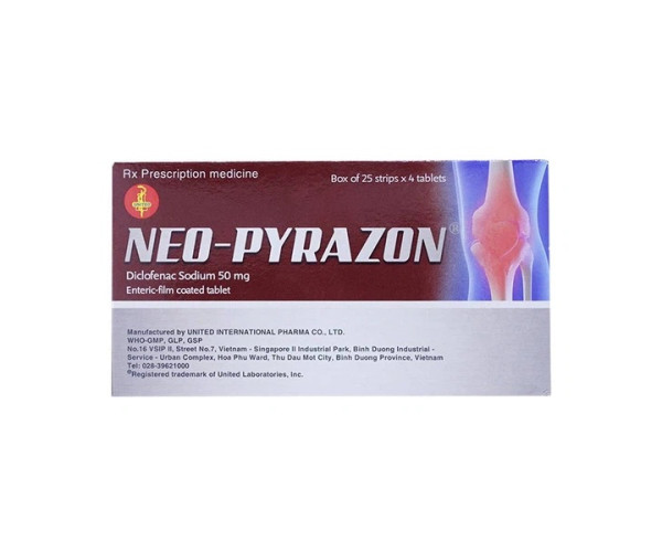 Thuốc giảm đau, kháng viêm Neo-pyrazon (25 vỉ x 4 viên/hộp)
