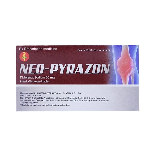 Thuốc giảm đau, kháng viêm Neo-pyrazon (25 vỉ x 4 viên/hộp)