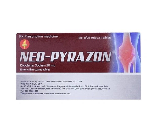 Thuốc giảm đau, kháng viêm Neo-pyrazon (25 vỉ x 4 viên/hộp)