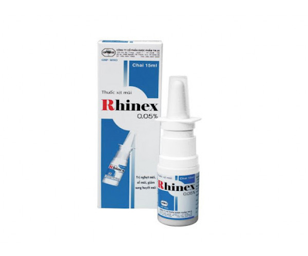 Thuốc trị nghẹt mũi, sổ mũi, giảm sung huyết mũi Rhinex 0.05% dạng xịt (15ml)