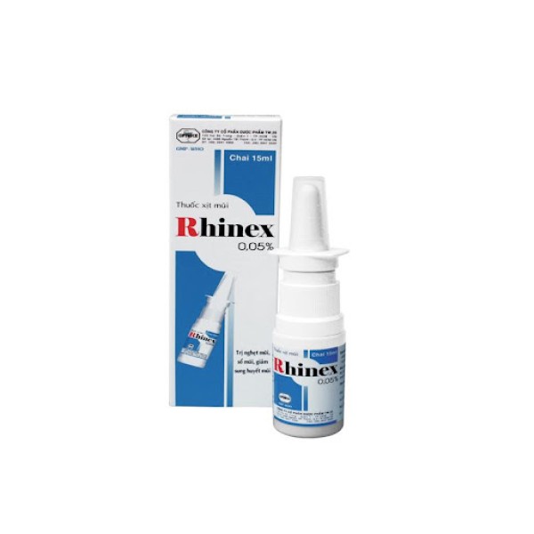 Thuốc trị nghẹt mũi, sổ mũi, giảm sung huyết mũi Rhinex 0.05% dạng xịt (15ml)