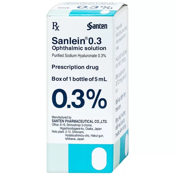 Dung dịch nhỏ mắt điều trị rối loạn biểu mô giác – kết mạc Sanlein Dry Eye 0.3% (5ml)
