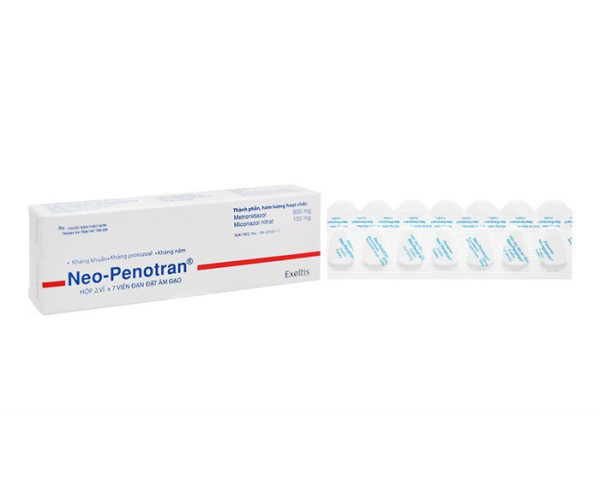 Viên đặt phụ khoa trị viêm âm đạo Neo-Penotran( 2 vỉ x 7 viên/hộp)