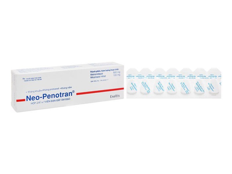 Viên đặt phụ khoa trị viêm âm đạo Neo-Penotran (2 vỉ x 7 viên/hộp)