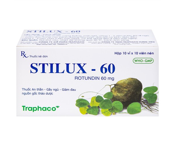 Thuốc an thần, gây ngủ, giảm đau Stilux-60 (10 vỉ x 10 viên/hộp)