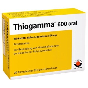 Thuốc điều trị viêm đa dây thần kinh do tiểu đường Thiogamma 600 oral (30 viên/hộp)