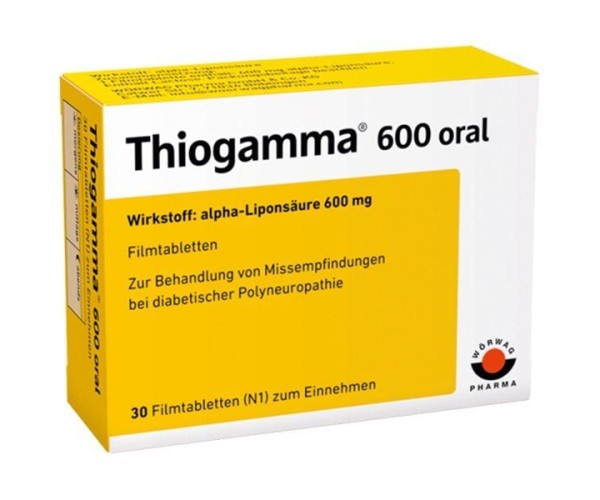 Thuốc điều trị viêm đa dây thần kinh do tiểu đường Thiogamma 600 oral (30 viên/hộp)