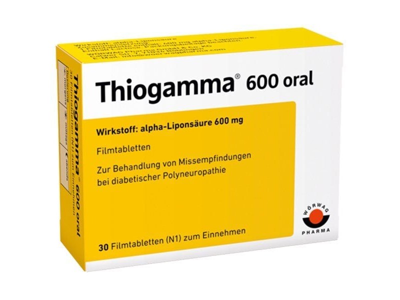 Thuốc điều trị viêm đa dây thần kinh do tiểu đường Thiogamma 600 oral (30 viên/hộp)
