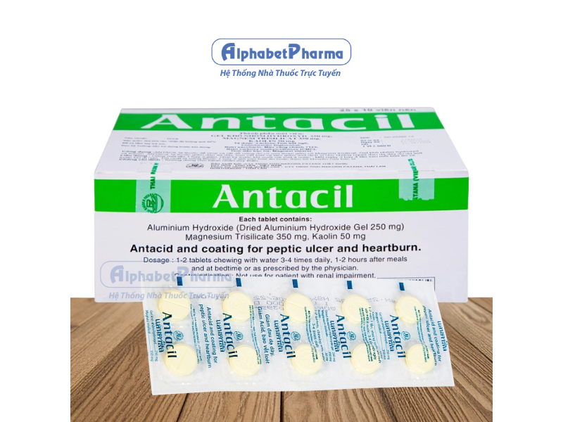 Thuốc điều trị triệu chứng đau viêm loét dạ dày – tá tràng Antacil (25 vỉ x 10 viên/hộp)