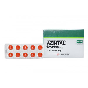 Thuốc trị đầy hơi, khó tiêu Azintal Forte (10 vỉ x 10 viên/hộp)