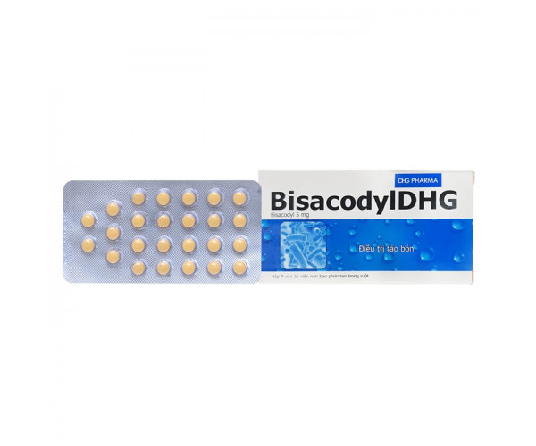 Thuốc trị táo bón Bisacodyl DHG 5mg (4 vỉ x 25 viên/hộp)