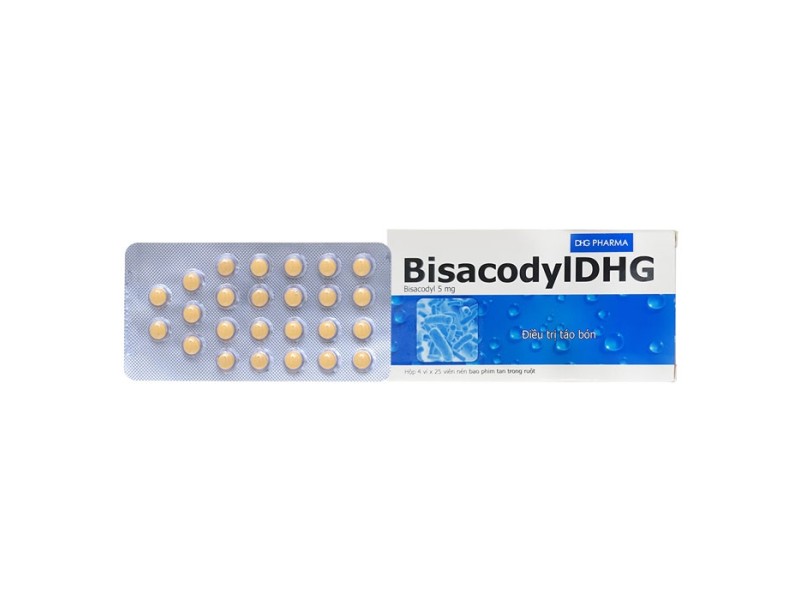 Thuốc trị táo bón Bisacodyl DHG 5mg (4 vỉ x 25 viên/hộp)