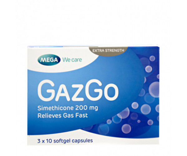 Thuốc trị đầy hơi, khó tiêu GazGo (3 vỉ x 10 viên/hộp)